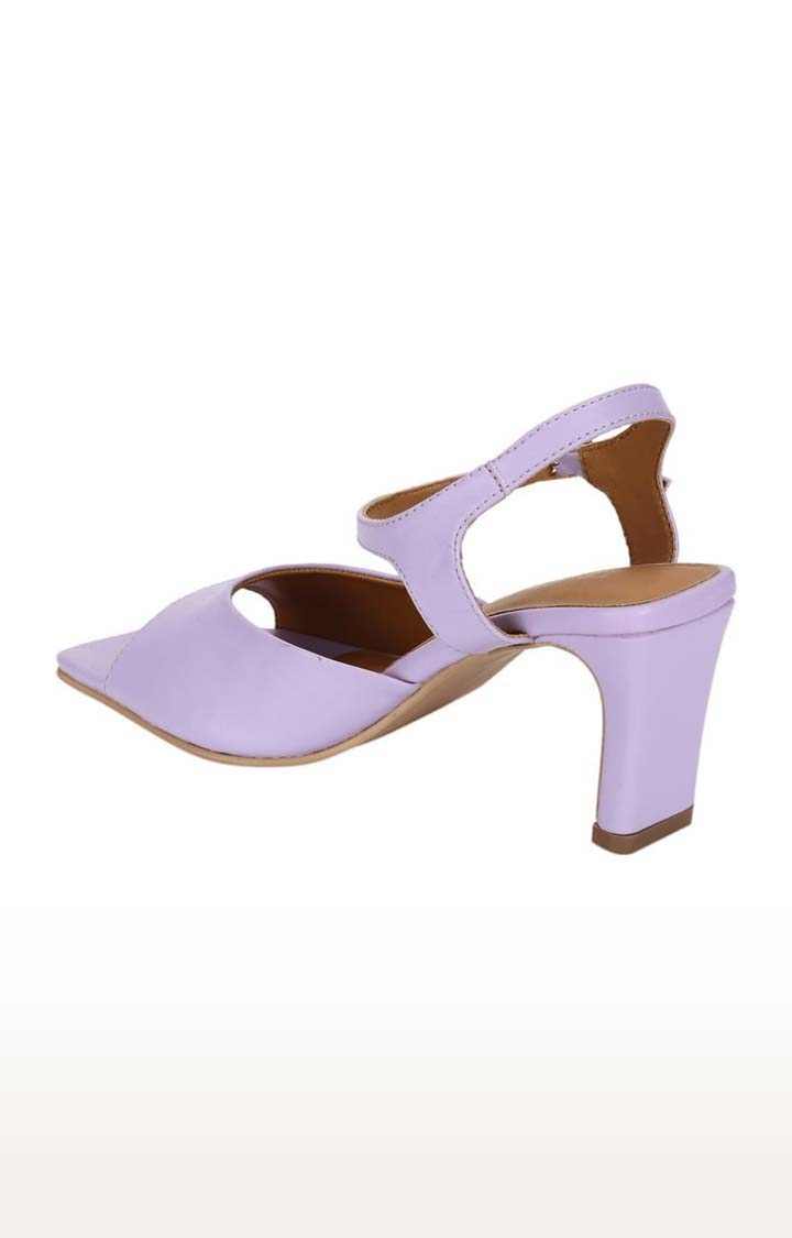 Women's Purple PU Solid Buckle Block Heels