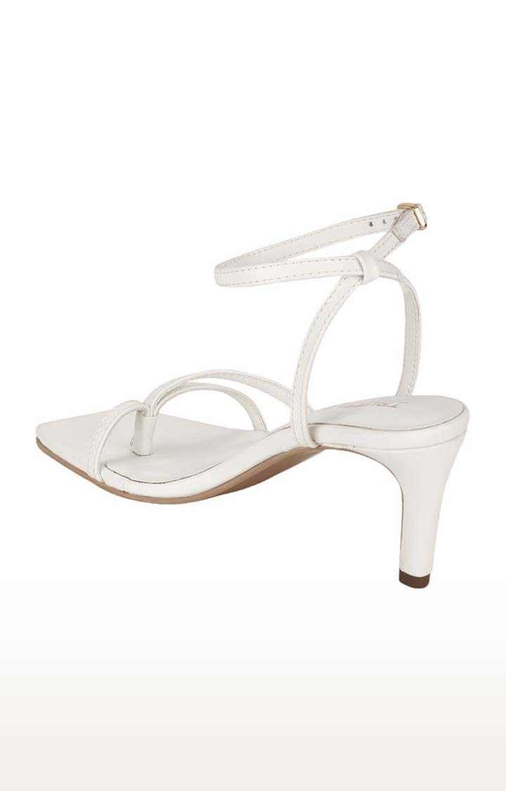 Women's White PU Solid Buckle Stilettos