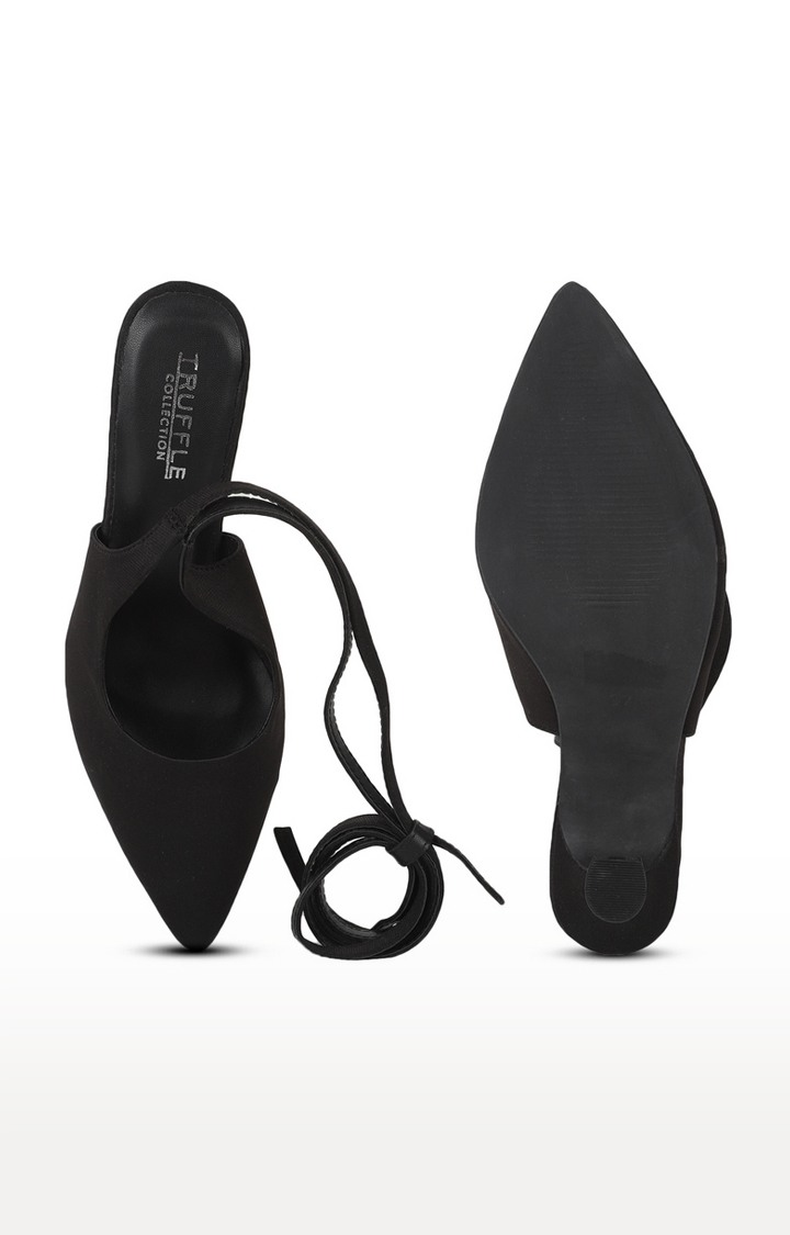 Black Lycra Stiletto Sandals