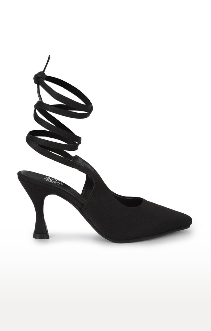 Black Lycra Stiletto Sandals