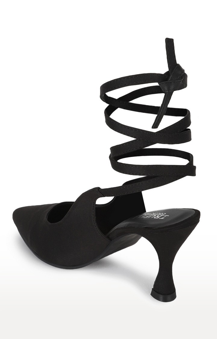 Black Lycra Stiletto Sandals