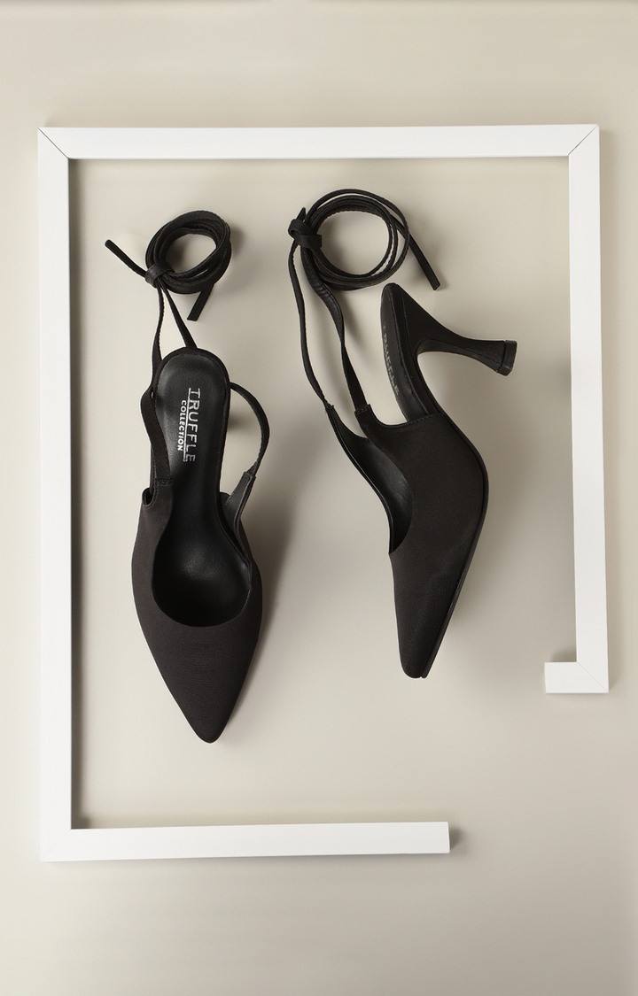 Black Lycra Stiletto Sandals