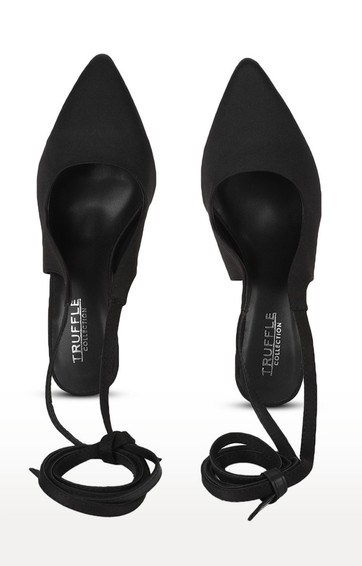 Black Lycra Stiletto Sandals
