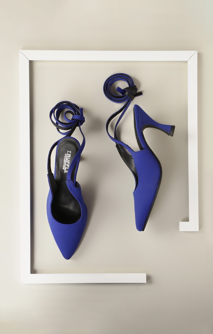 Cobalt Blue Lycra Stiletto Sandals