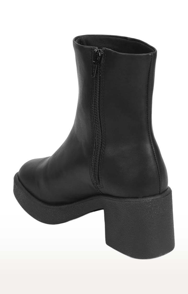 Truffle Collection | Women's Black PU Solid Zip Boot 2