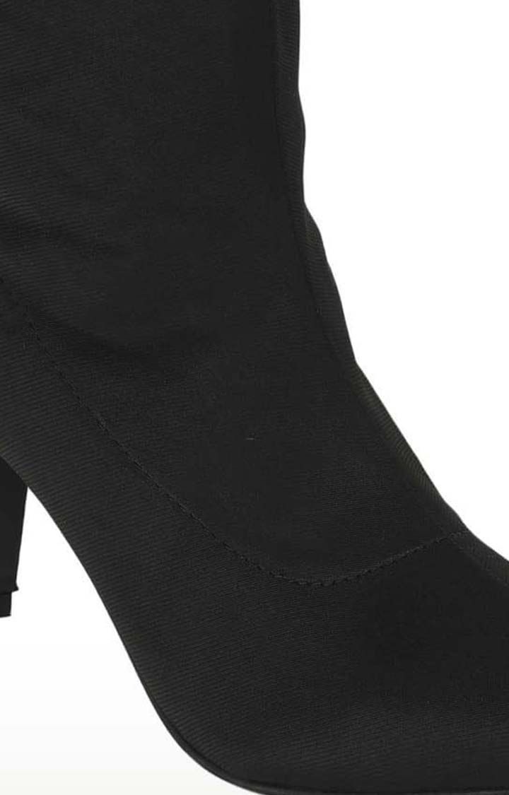 Women's Black Synthetic Solid Zip Boot