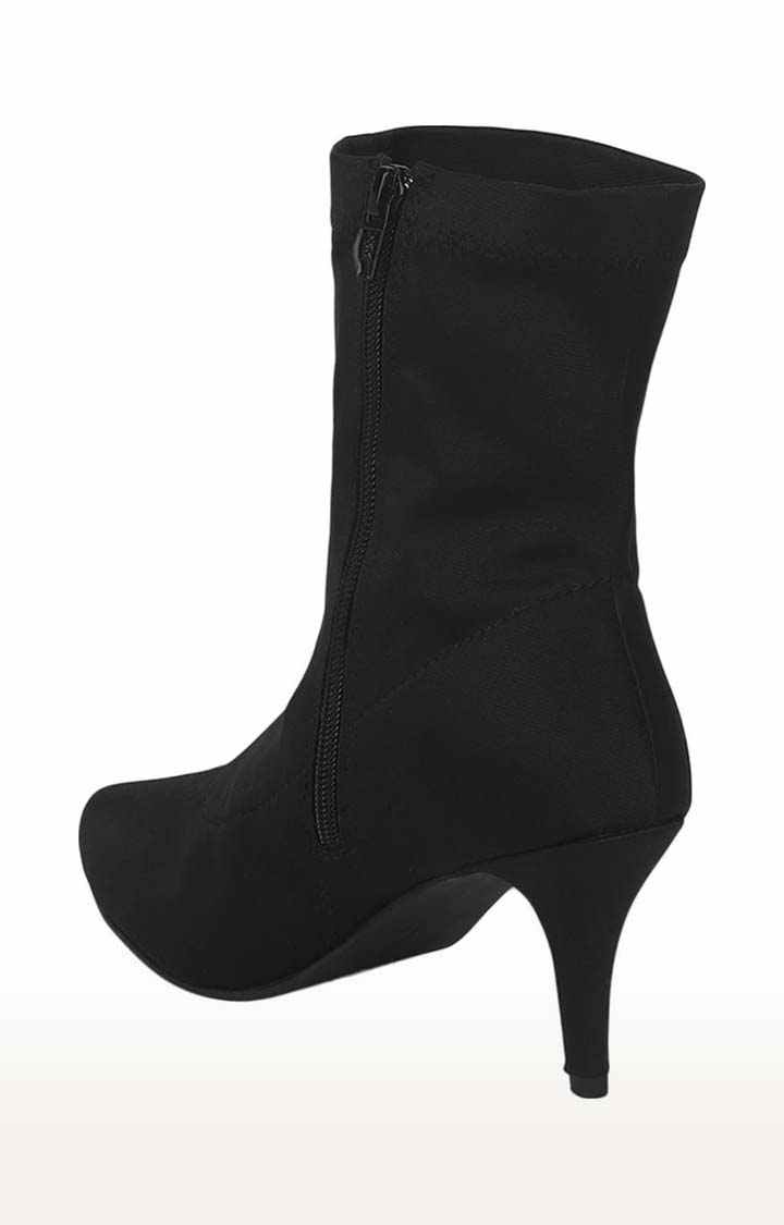 Women's Black Synthetic Solid Zip Boot