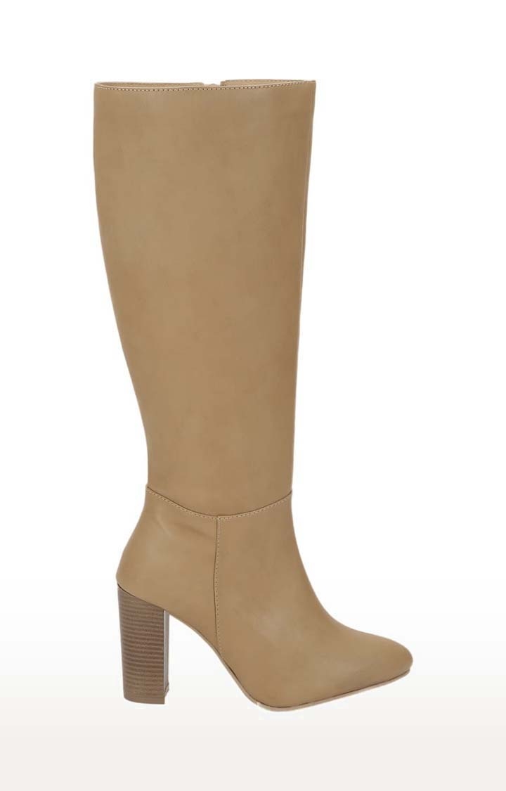 Truffle Collection | Women's Brown PU Solid Zip Boot 1