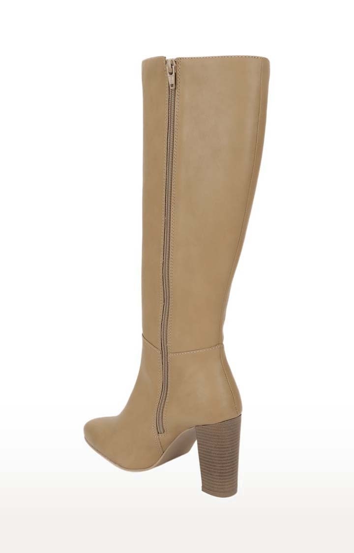 Truffle Collection | Women's Brown PU Solid Zip Boot 2