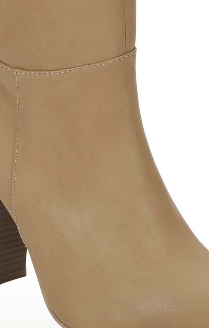 Truffle Collection | Women's Brown PU Solid Zip Boot 4