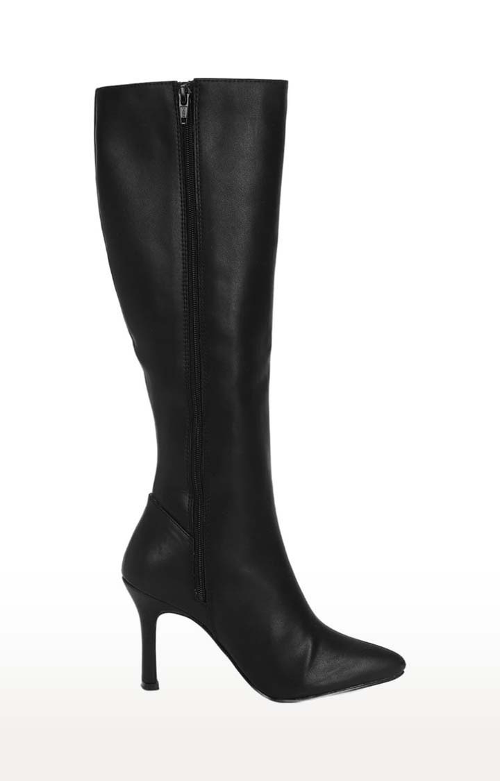 Truffle Collection | Women's Black PU Solid Zip Boot 1
