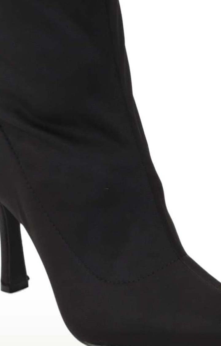 Truffle Collection | Women's Black Lycra Solid Zip Boot 4
