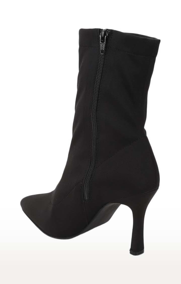 Truffle Collection | Women's Black Lycra Solid Zip Boot 2