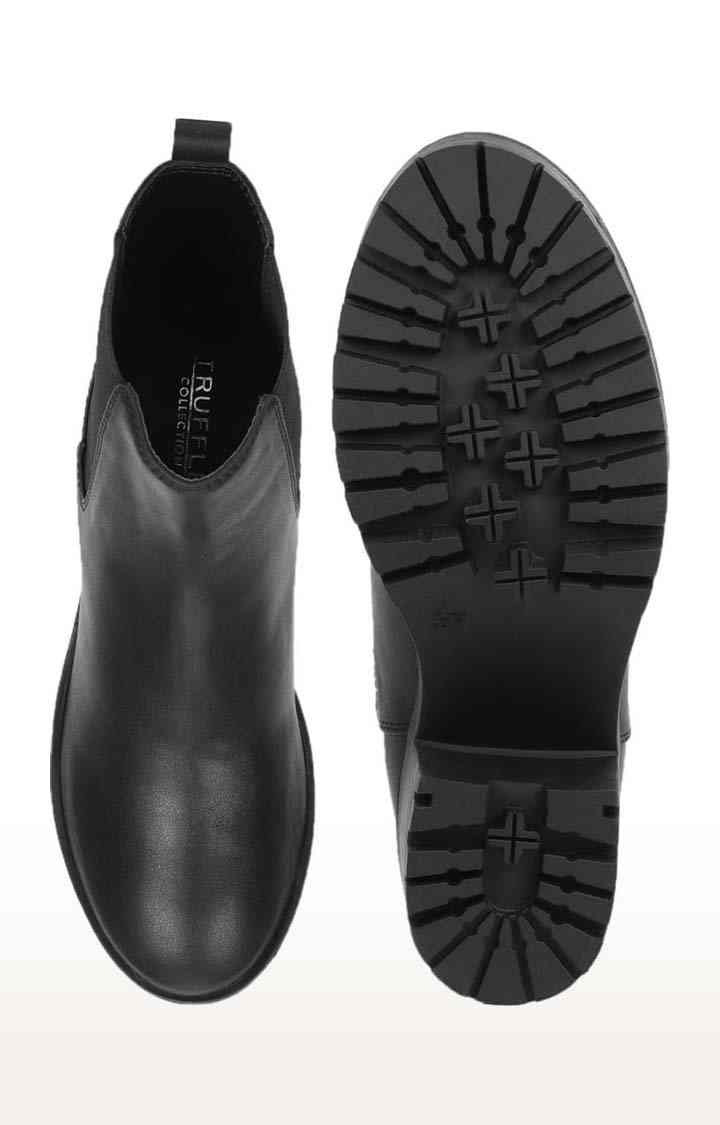 Women's Black PU Solid Slip On Boot