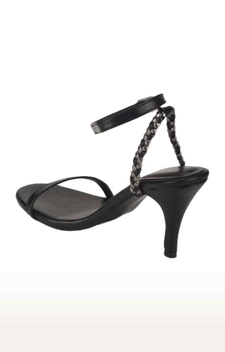 Women's Black PU Solid Buckle Stilettos