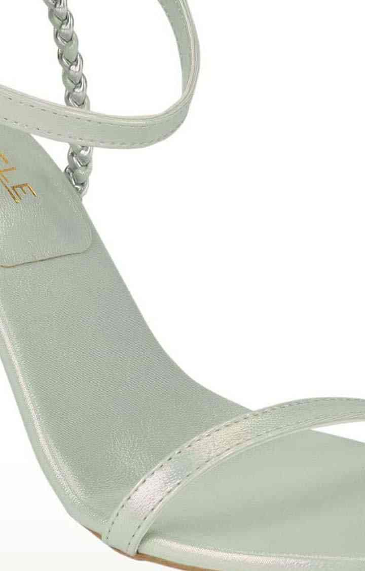 Women's Green PU Solid Buckle Stilettos