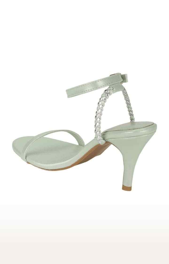 Women's Green PU Solid Buckle Stilettos