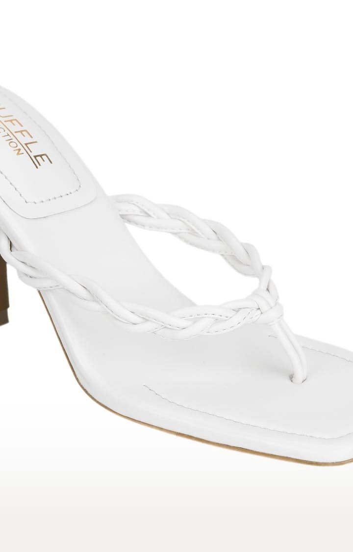 Truffle Collection | Women's White PU Solid Slip On Stilettos 4