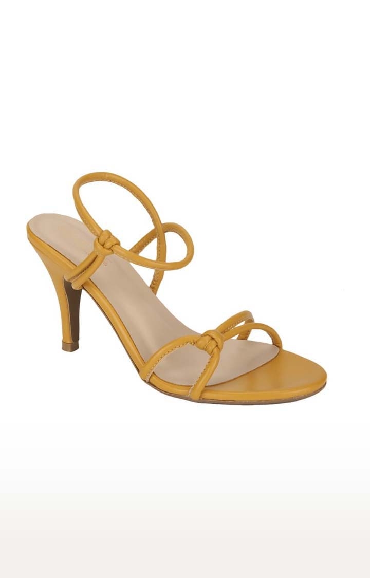 Truffle Collection | Women's Yellow PU Solid Slip On Stilettos