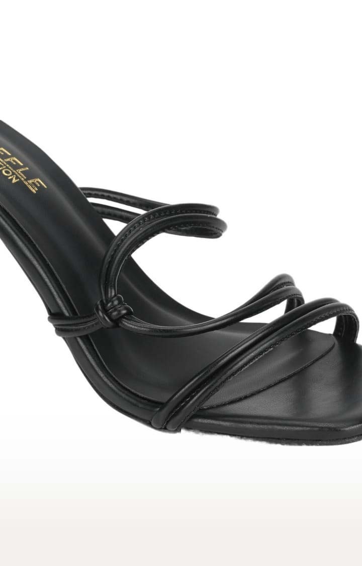 Truffle Collection | Women's Black PU Solid Slip On Stilettos 4