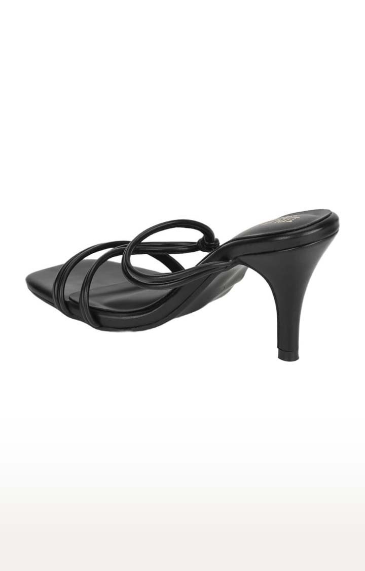 Truffle Collection | Women's Black PU Solid Slip On Stilettos 2