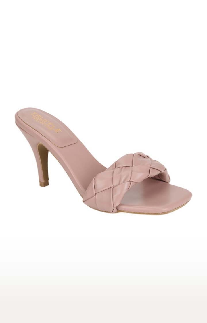 Truffle Collection | Women's Pink PU Quilted Slip On Stilettos