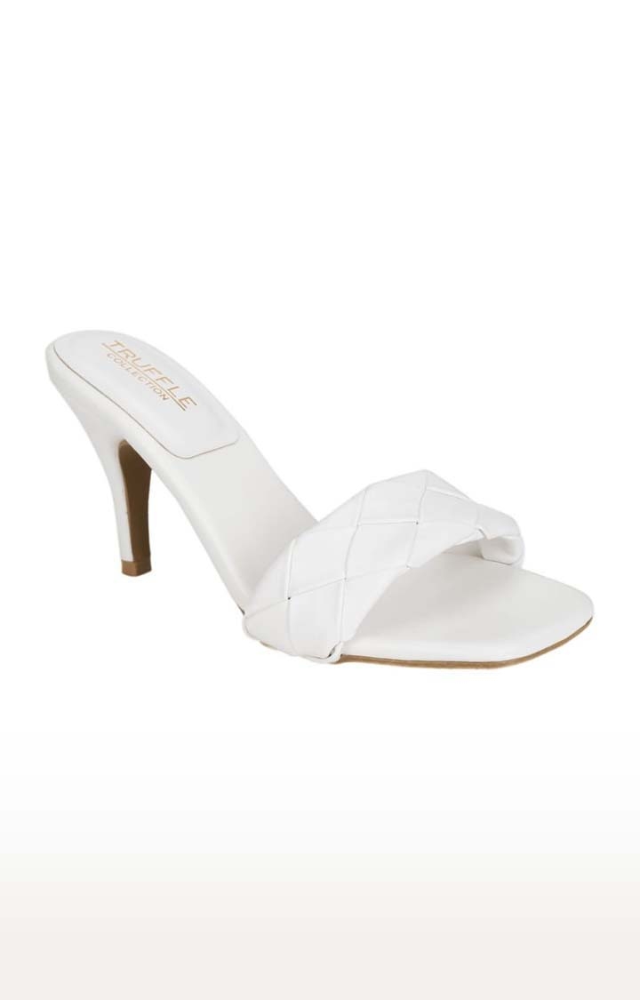 Truffle Collection | Women's White PU Quilted Slip On Stilettos 0