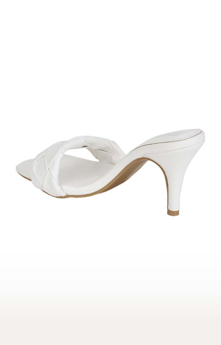 Truffle Collection | Women's White PU Quilted Slip On Stilettos 2