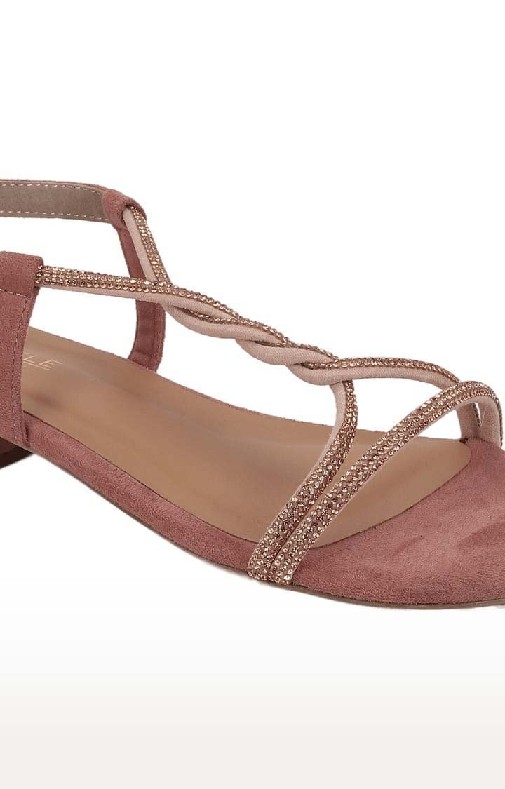 Truffle Collection | Women's Beige Suede Solid Buckle Sandals 4