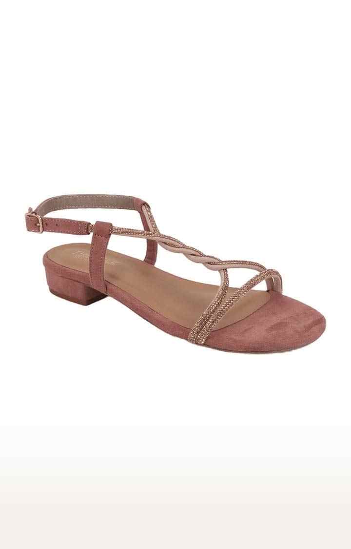 Women's Beige Suede Solid Buckle Sandals