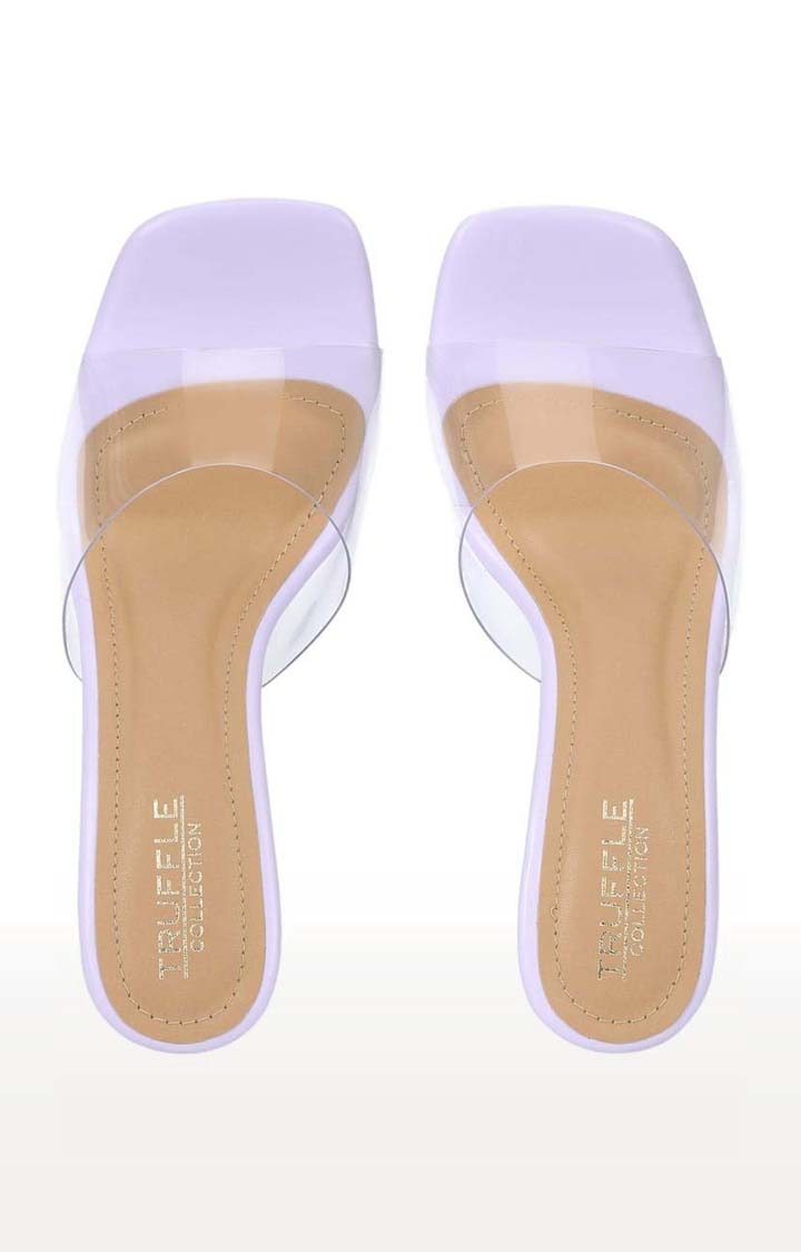 Truffle Collection | Women's Purple PU Solid Slip On Stilettos 3