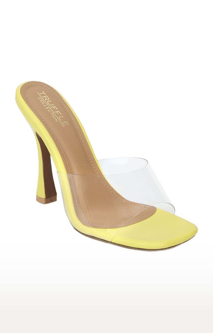Women's Yellow PU Solid Slip On Stilettos