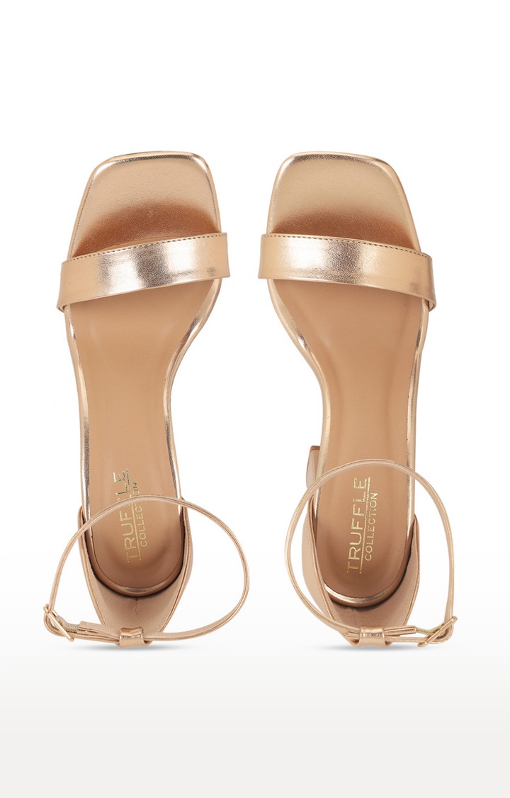 Rose Gold PU Block Sandals