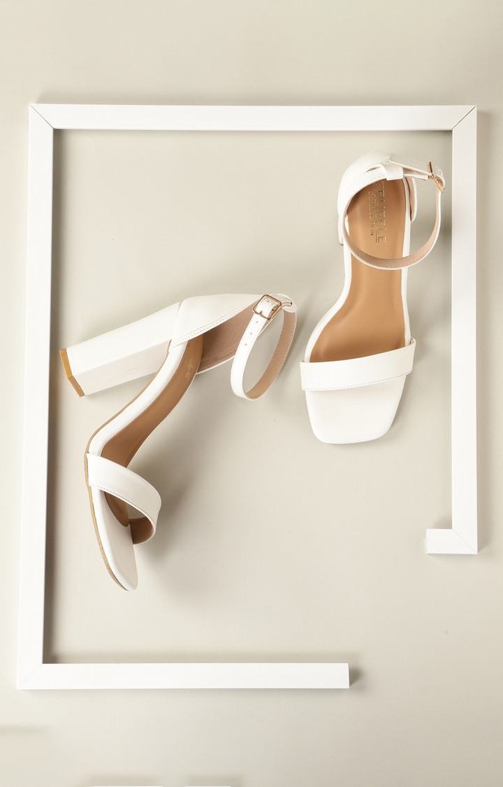 White PU Block Sandals