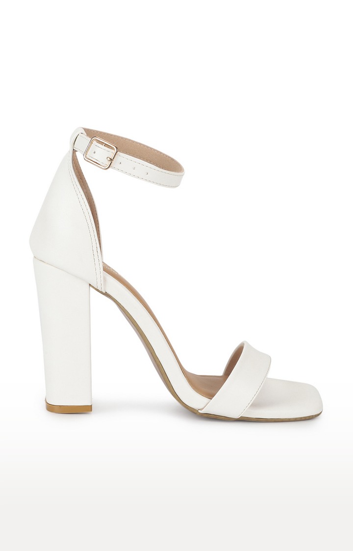 White PU Block Sandals