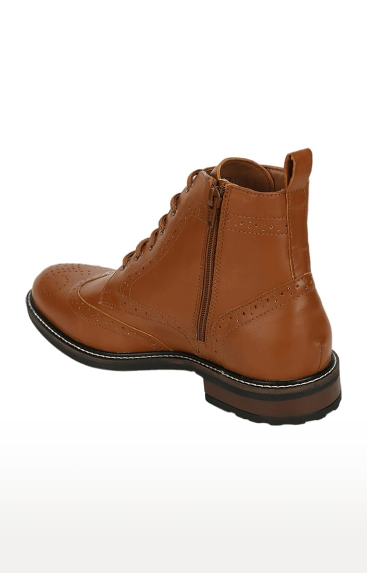 Truffle Collection | Men's Brown PU Solid Lace-Up Boot 2