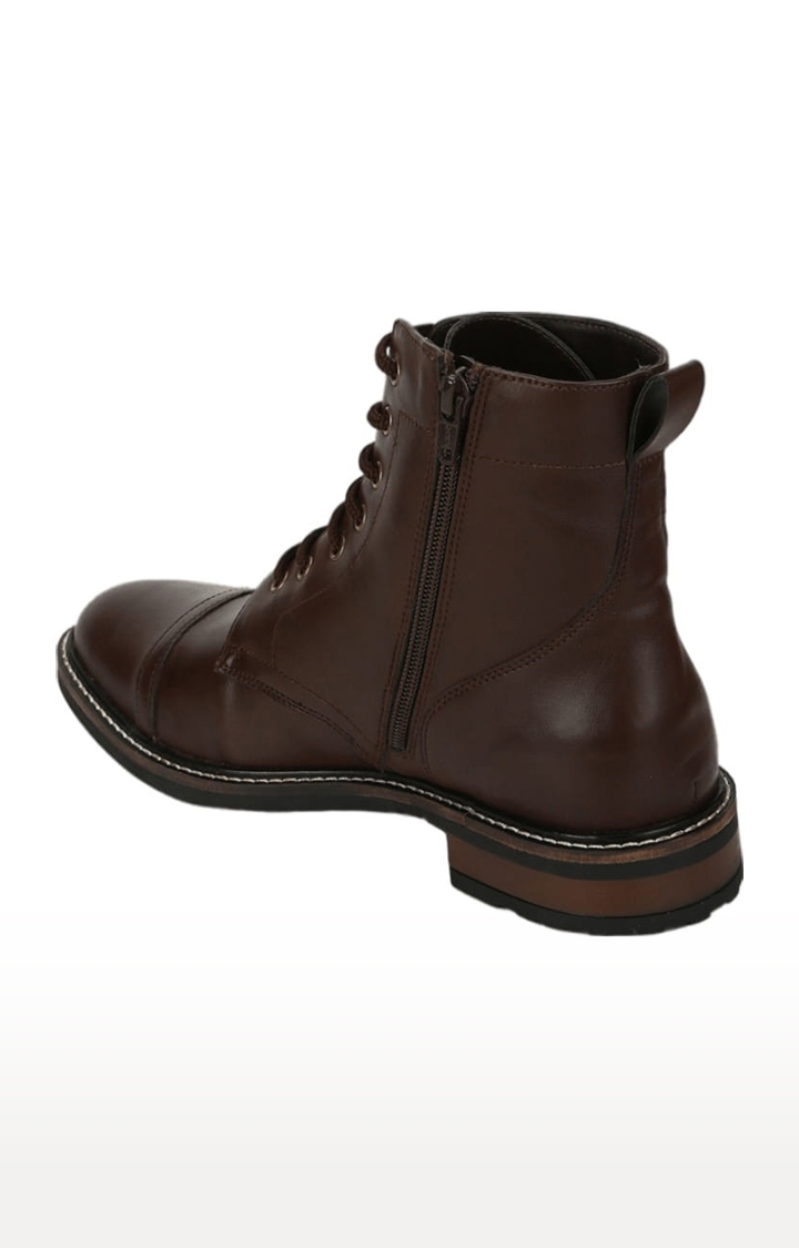 Truffle Collection | Men's Brown PU Solid Lace-Up Boot 2