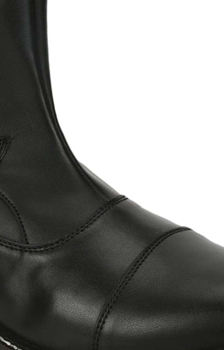 Truffle Collection | Men's Black PU Solid Zip Boot 4