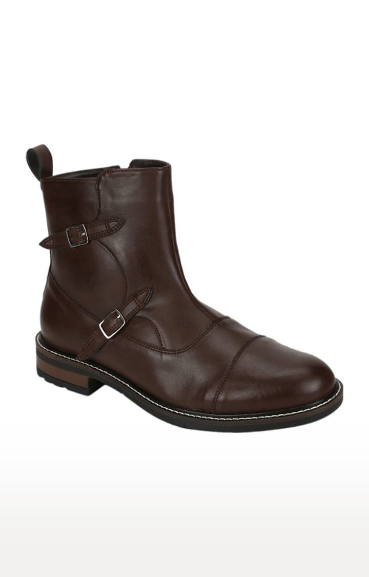 Truffle Collection | Men's Brown PU Solid Zip Boot 0
