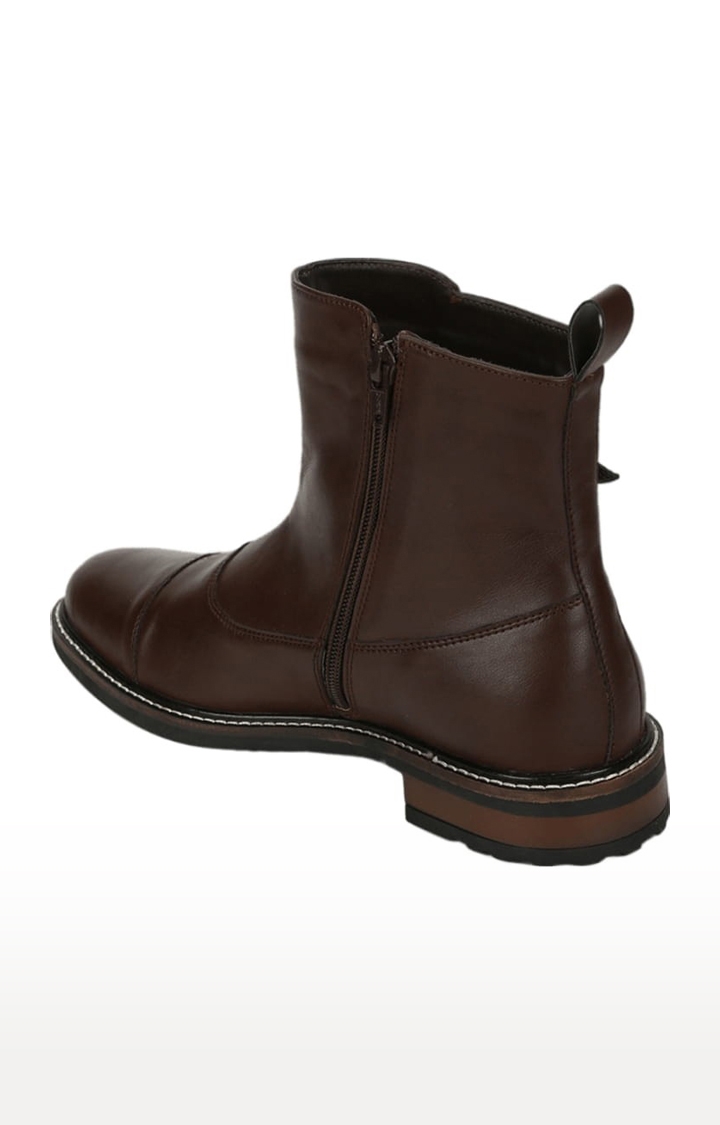 Truffle Collection | Men's Brown PU Solid Zip Boot 2