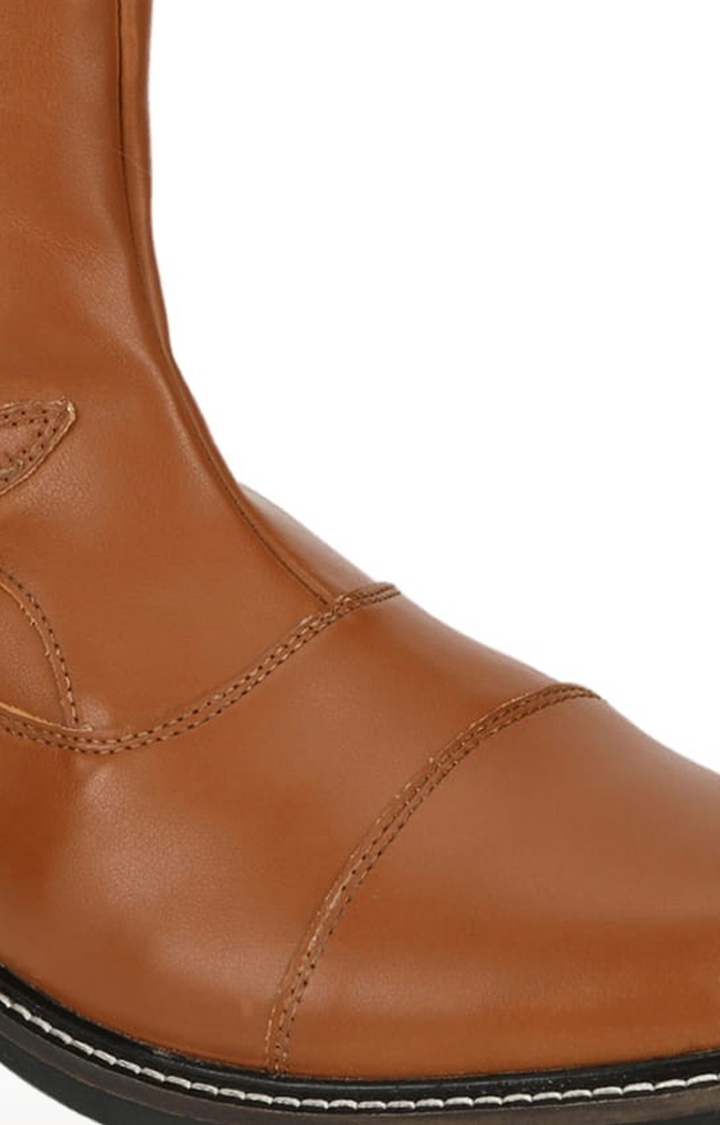 Truffle Collection | Men's Brown PU Solid Zip Boot 4