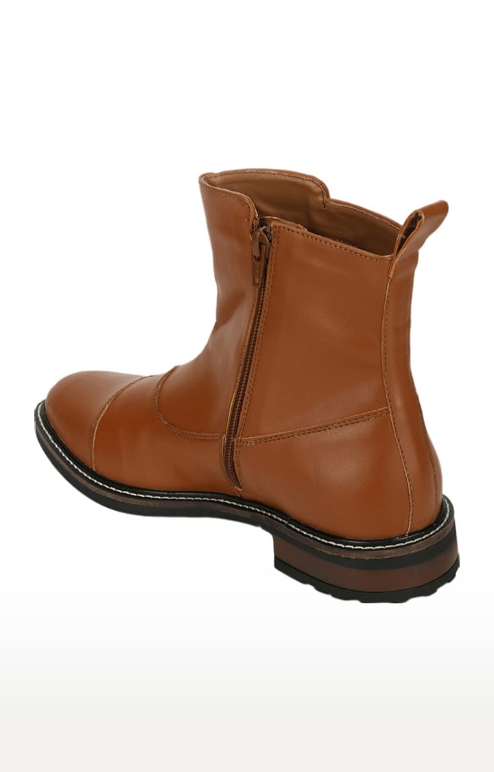 Truffle Collection | Men's Brown PU Solid Zip Boot 2