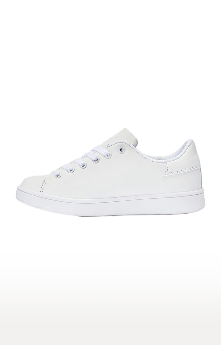 Truffle Collection | Women's White Synthetic Printed Lace-Up Sneakers 1