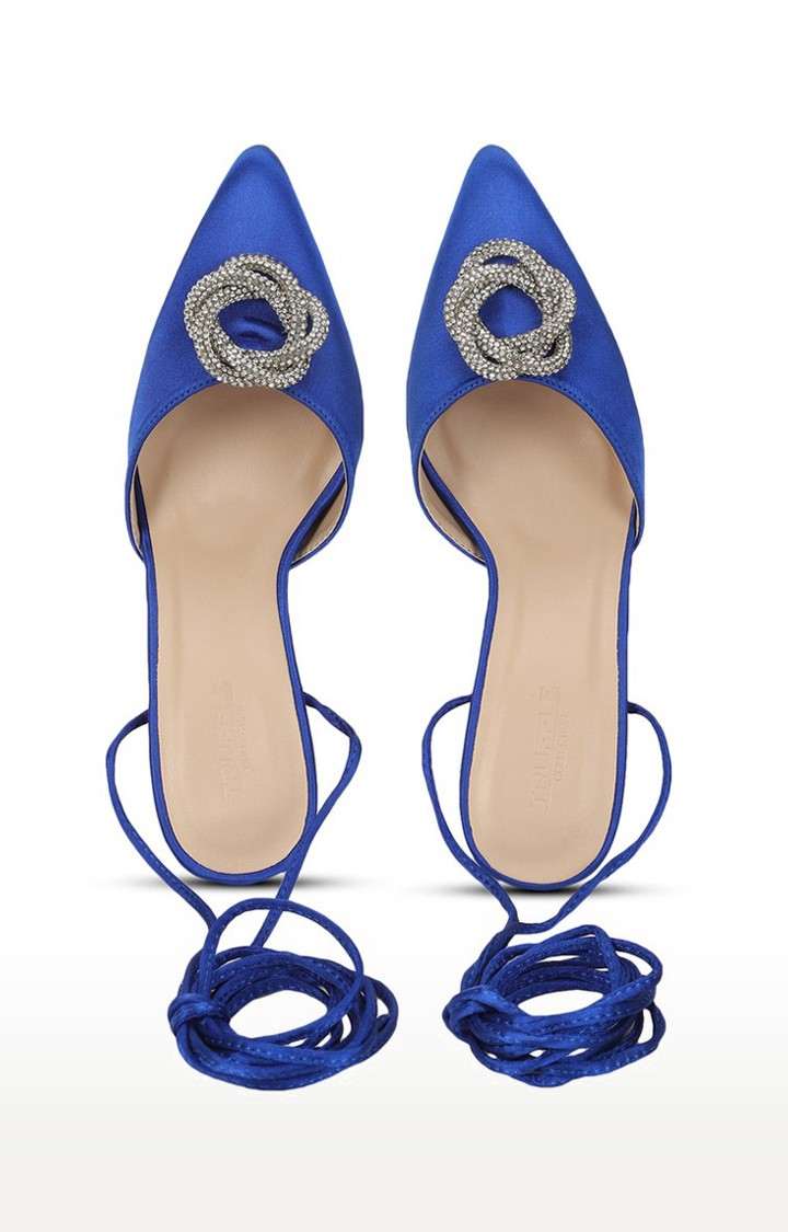 Women's Blue Solid Lycra Sandals