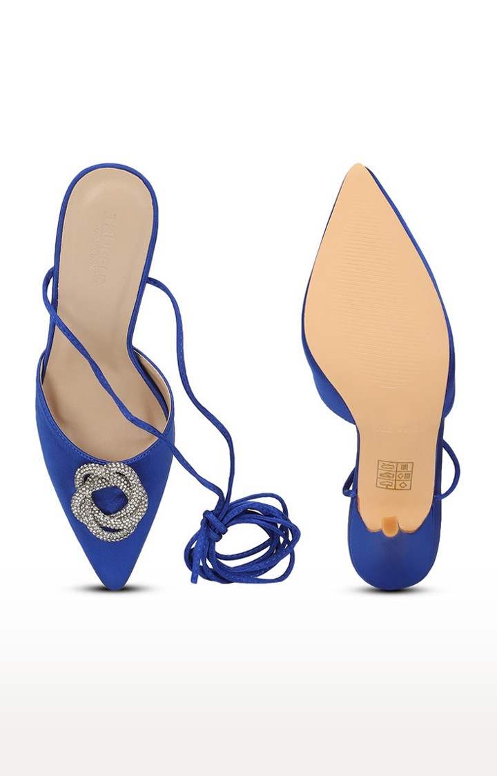 Women's Blue Solid Lycra Sandals