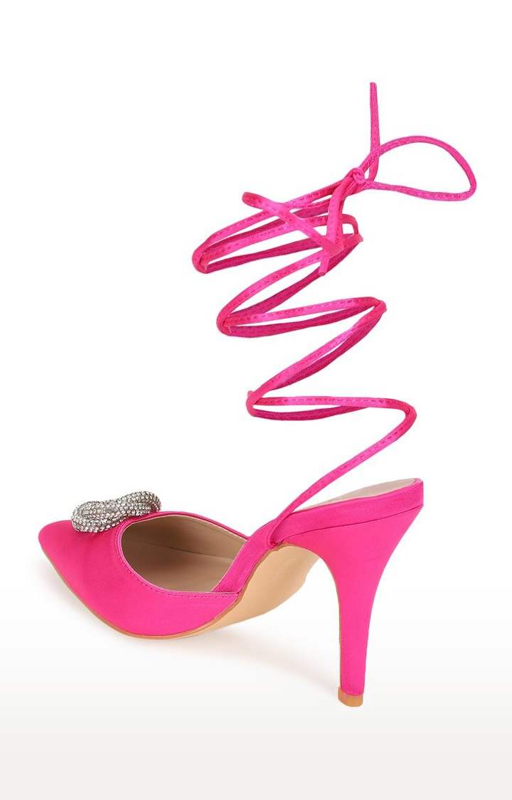 Women's Pink Solid Lycra Sandals