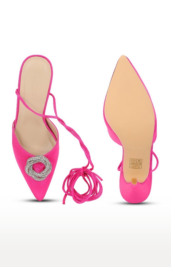 Women's Pink Solid Lycra Sandals