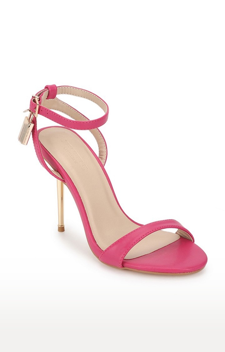 Women's Pink Solid PU Sandals