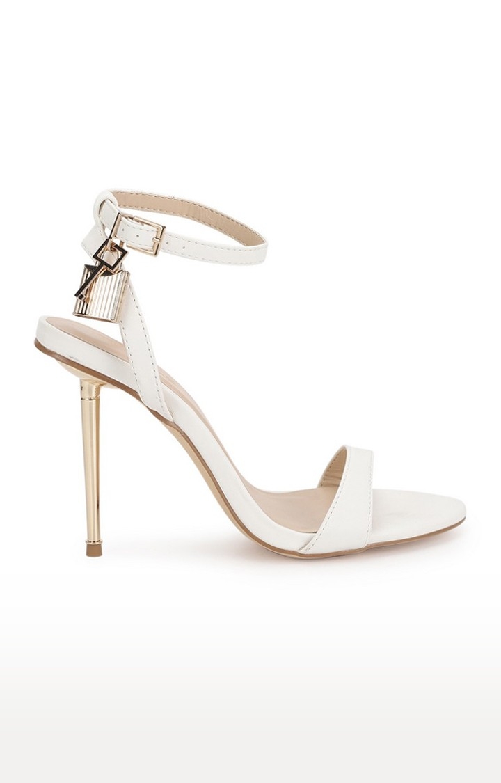 Women's White Solid PU Sandals