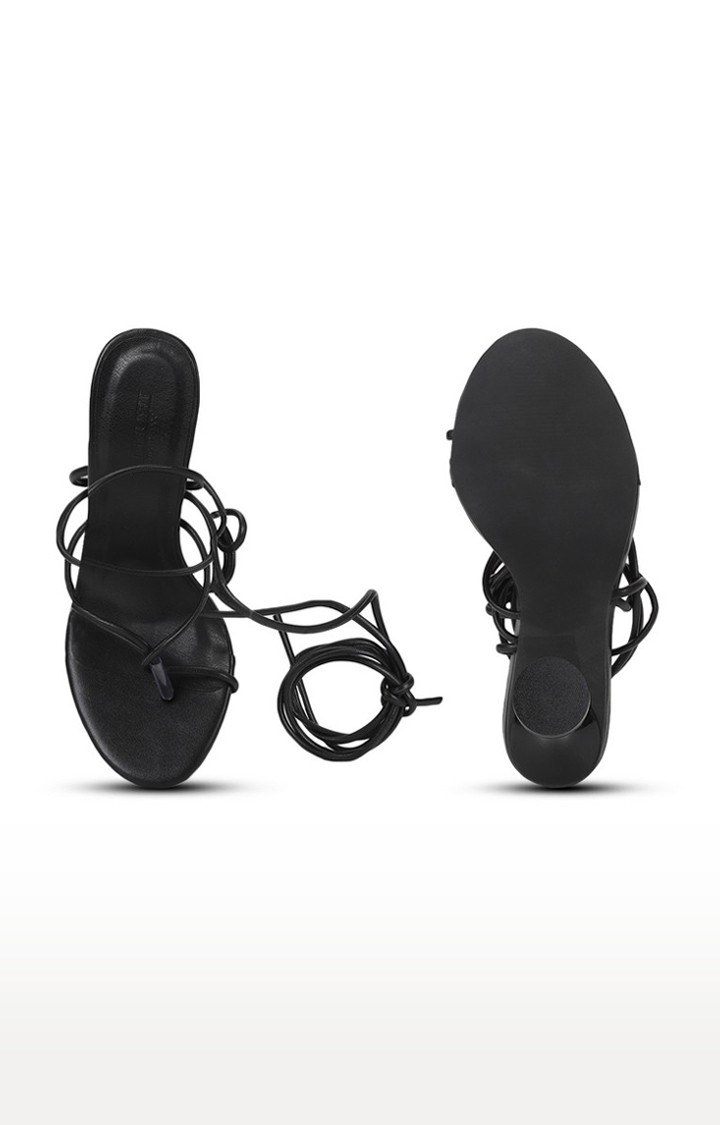 Women's Black Solid PU Sandals